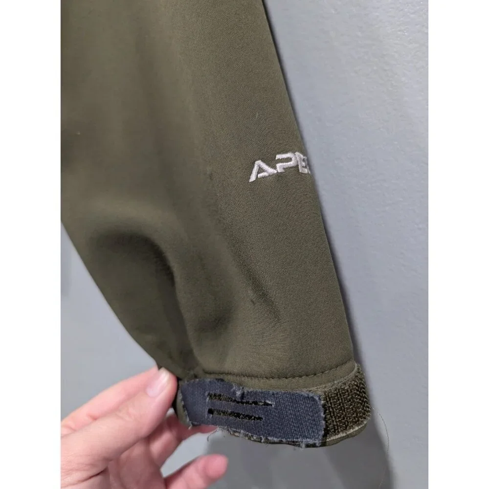 North Face Jacket Mens Sz L Apex Softshell Full Zip Fleece Lined Outdoors Green
